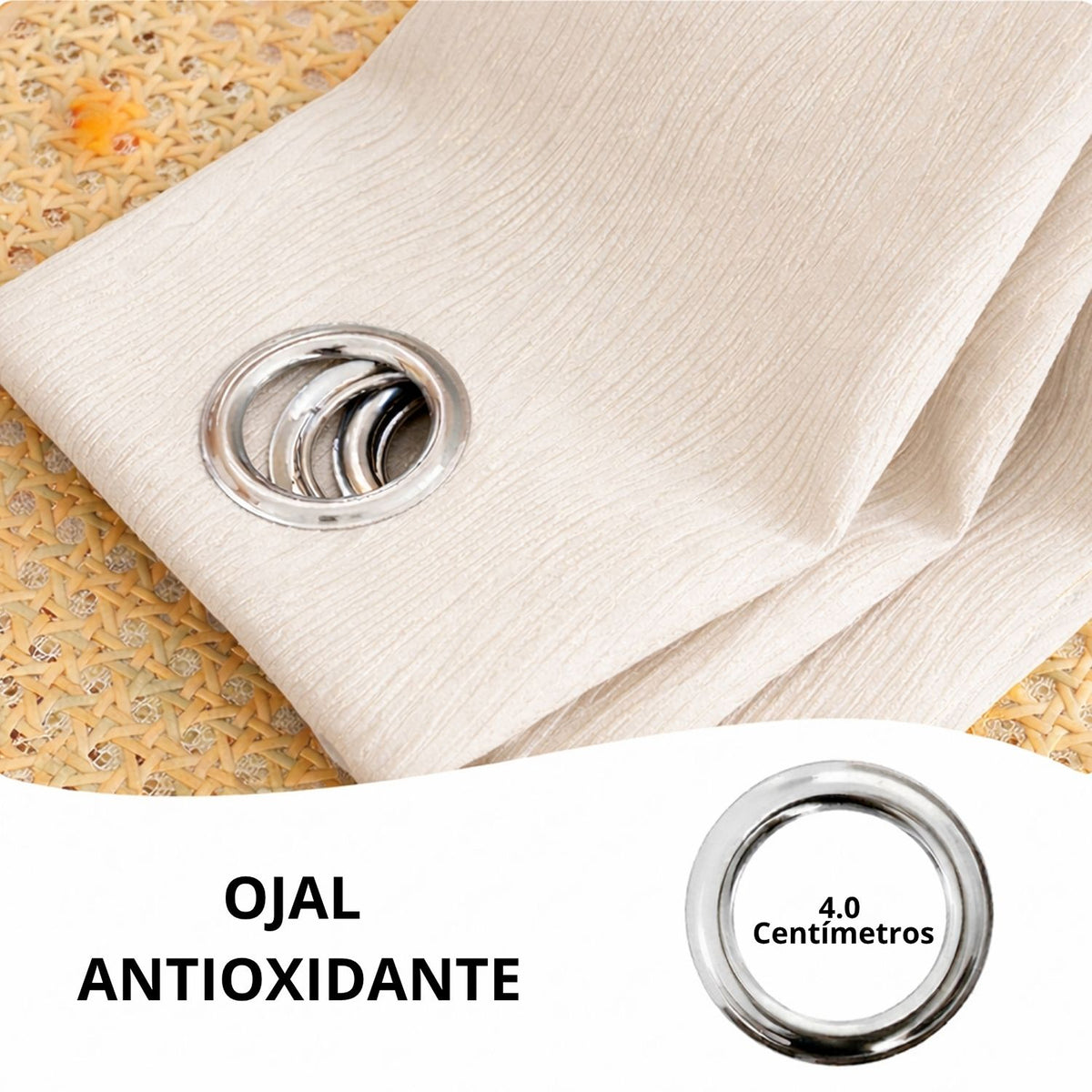 Cortina Blackout Jacquard Beige 300x230cm Fondo Entero