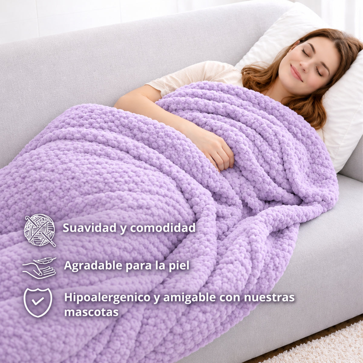 Cobija Morado 230x190cm Fondo Entero Muy Suave