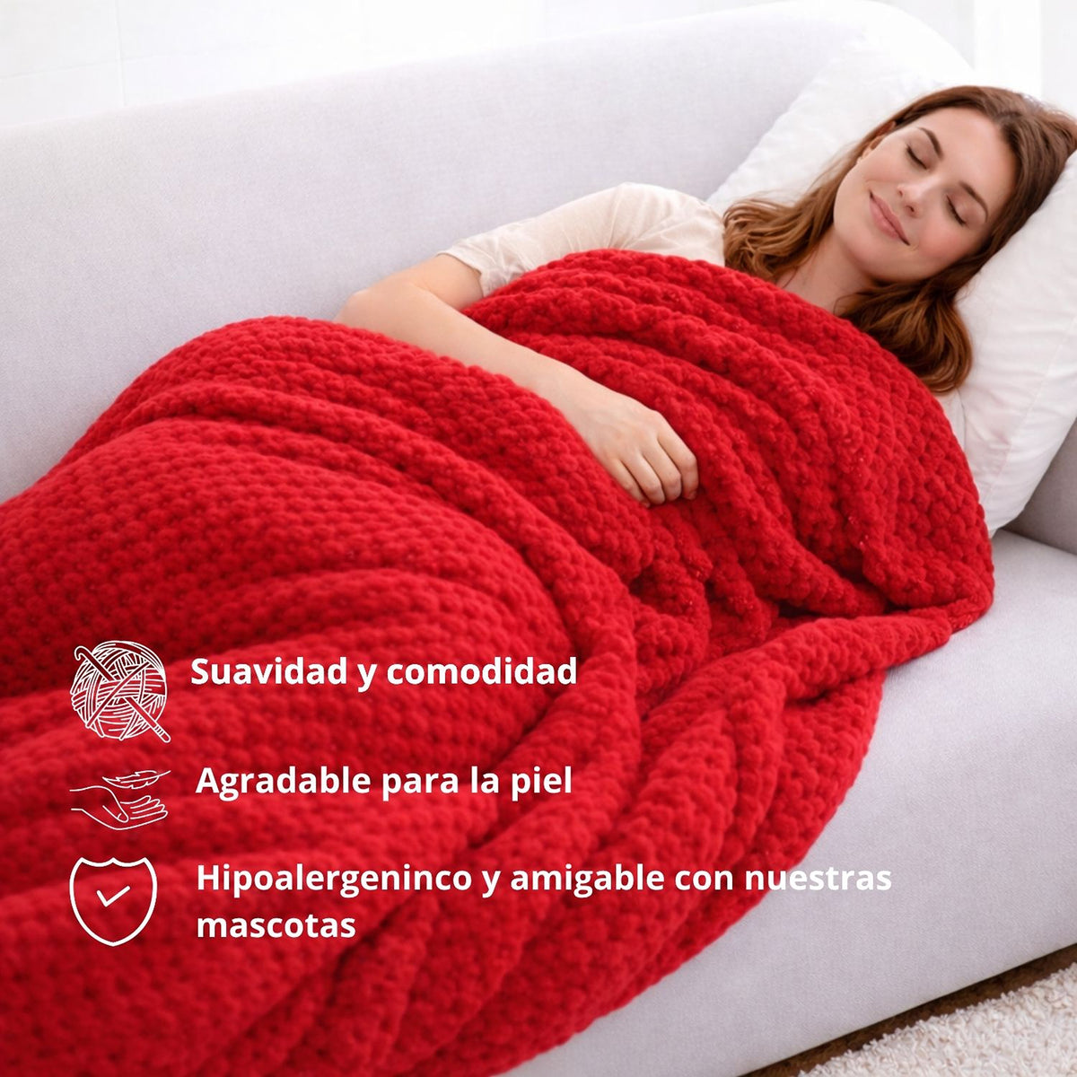 Cobija Rojo 230x190cm Fondo Entero Muy Suave