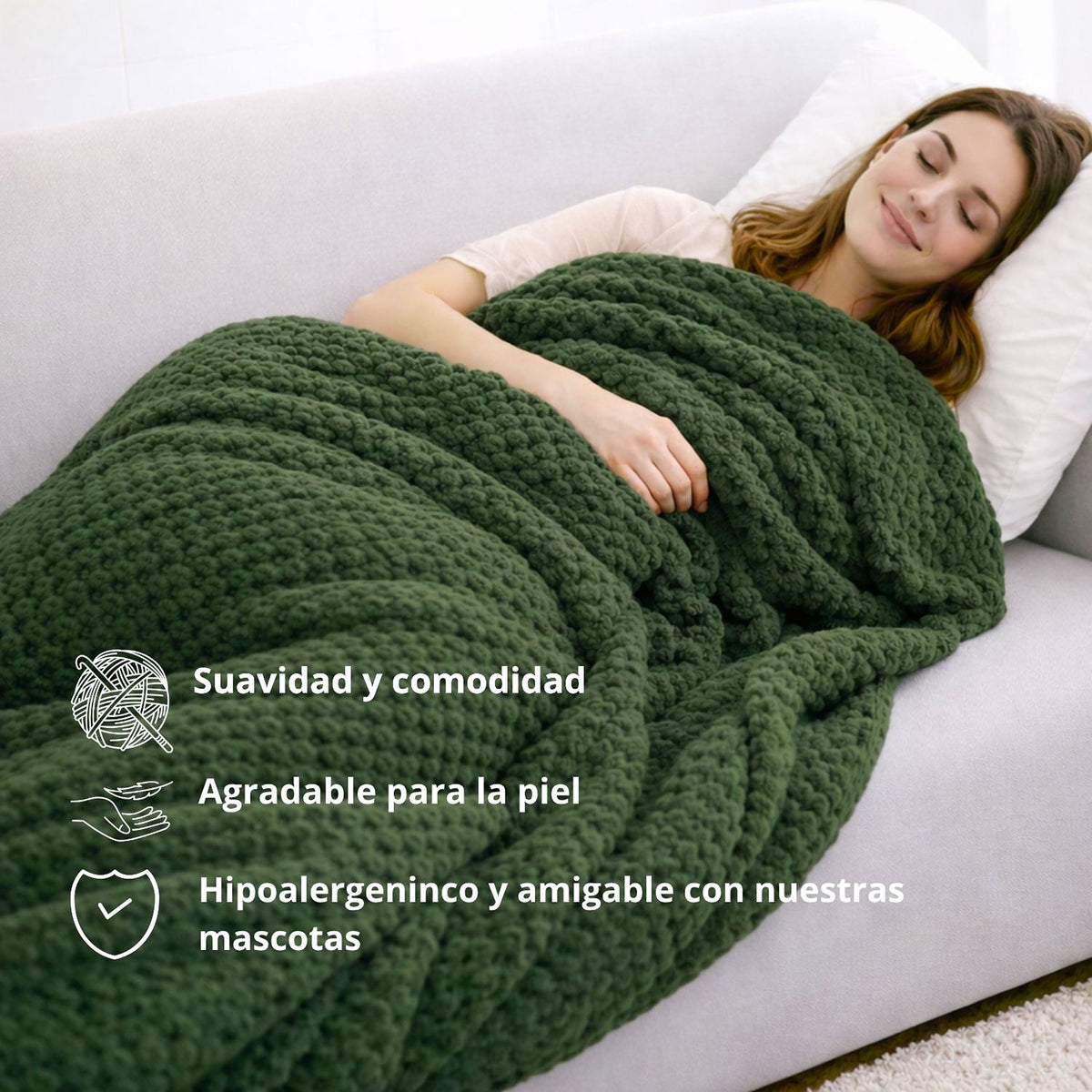 Cobija Verde 230x190cm Fondo Entero Muy Suave