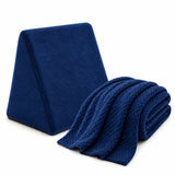 Combo Cojín TV con Cobija Azul 45x48cm Triangular Fondo Entero