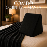 Combo Cojín TV con Cobija Negro 45x48cm Triangular Fondo Entero