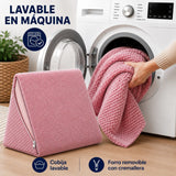 Combo Cojín TV con Cobija Rosada 45x48cm Triangular Fondo Entero