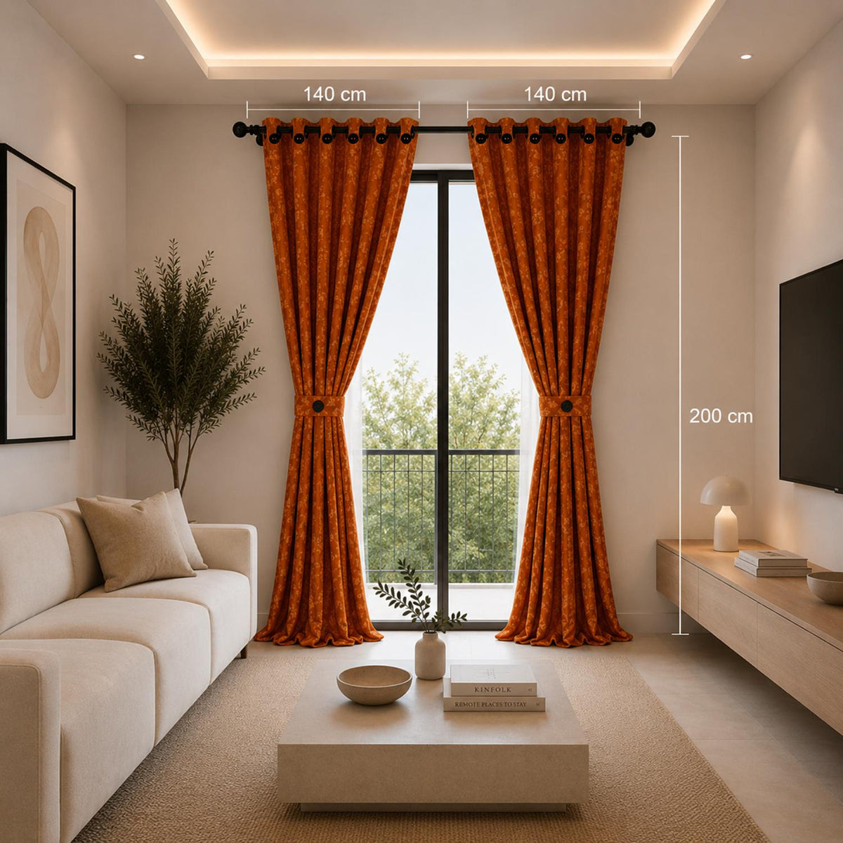 Cortina Jacquard Naranja 280x200cm de Figuras