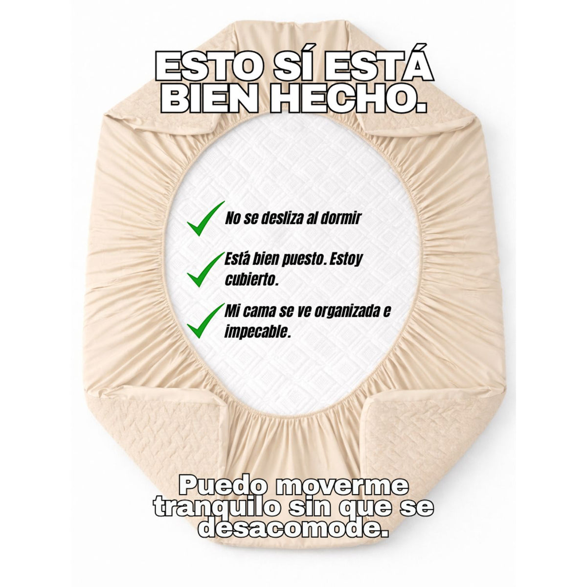 Combo Protector de Colchón y de Almohada Acolchado Beige para Colchón Sencillo 100 X 190 Cm