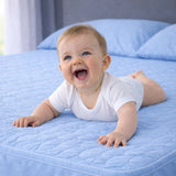 Combo Protector de Colchón y de Almohada Acolchado Azul Celeste para Colchón Semidoble 120 X 190 Cm