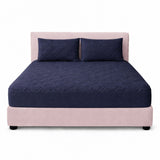 Combo Protector de Colchón y de Almohada Acolchado Azul para Colchón Semidoble 120 X 190 Cm