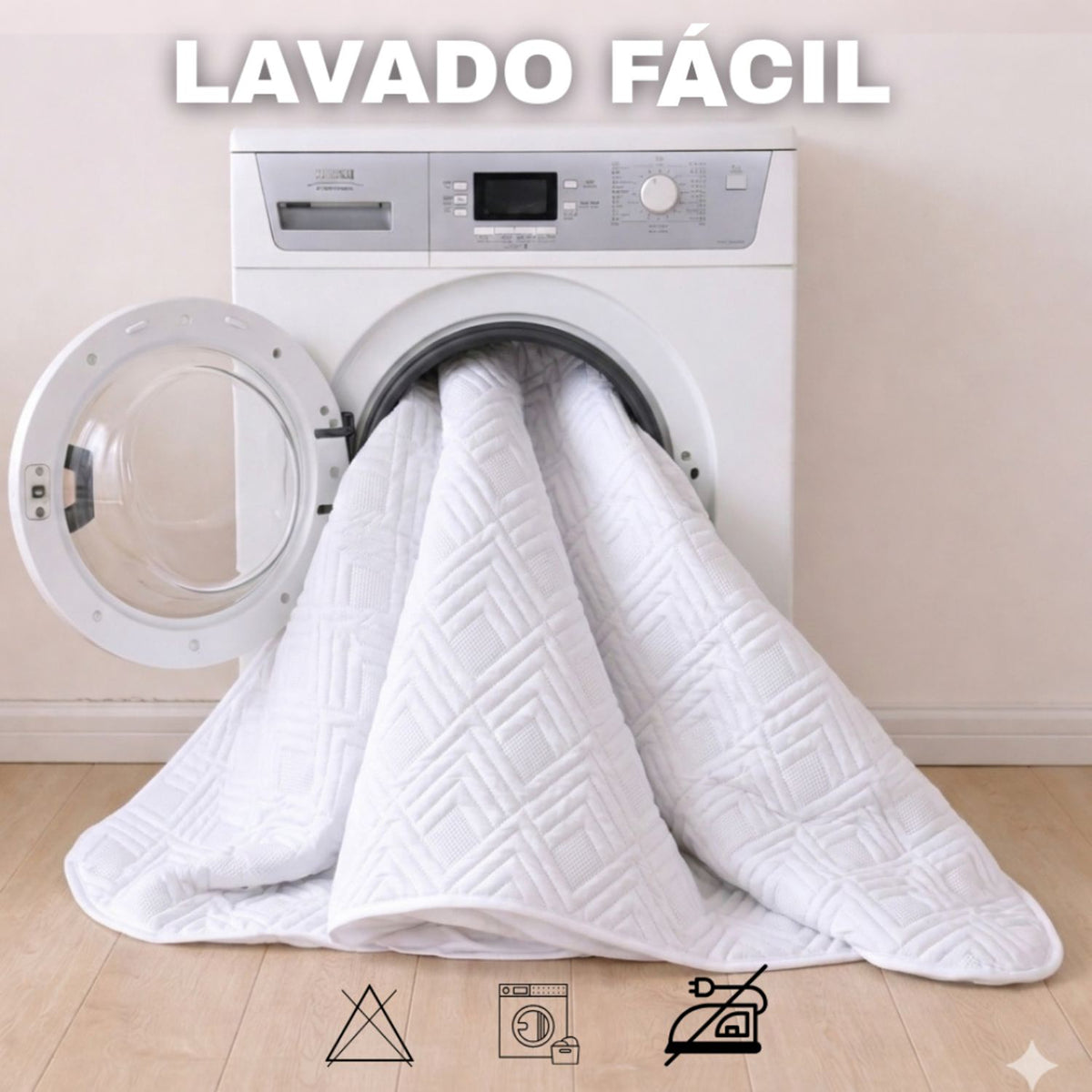 Combo Protector de Colchón y de Almohada Acolchado Blanco para Colchón Semidoble 120 X 190 Cm