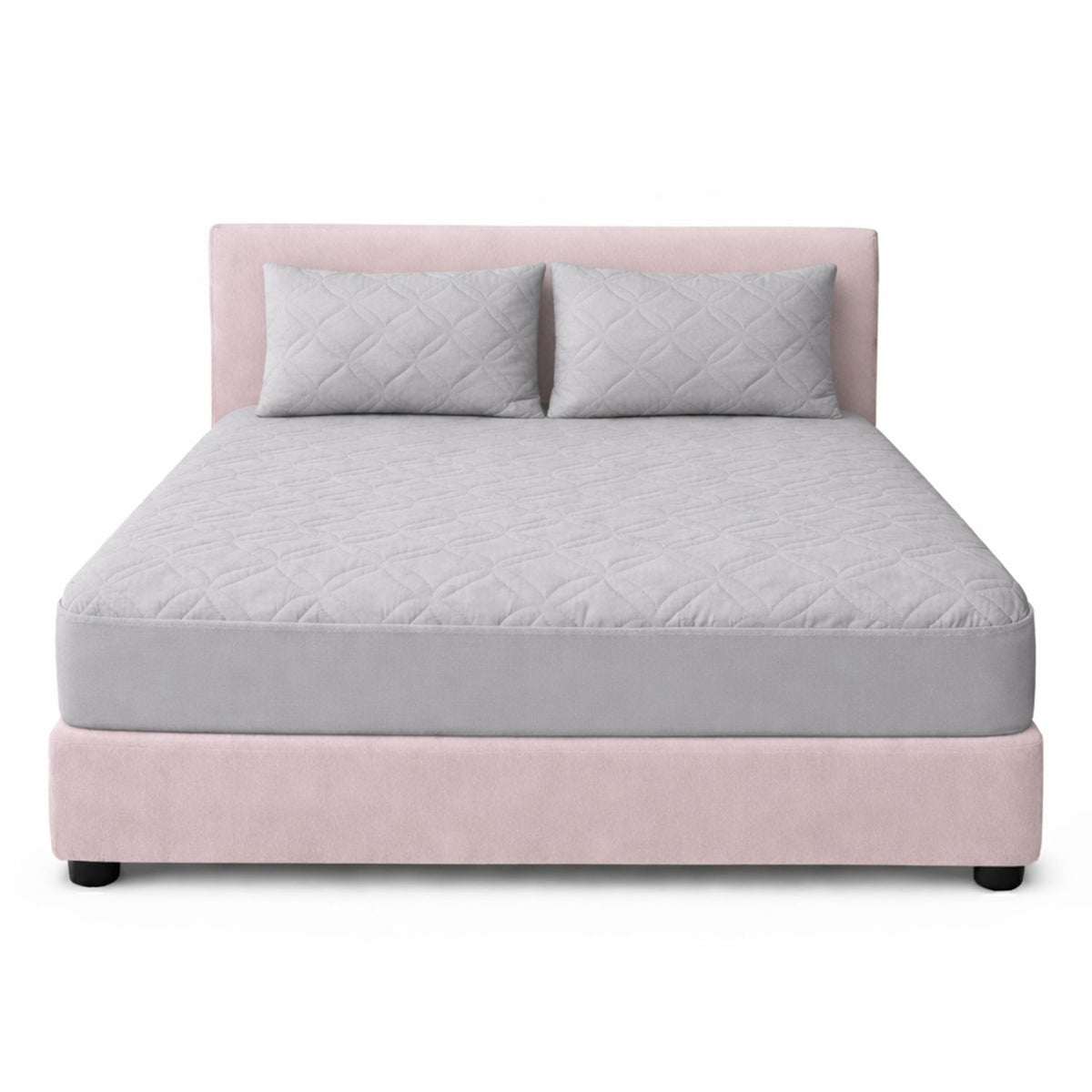 Combo Protector de Colchón y de Almohada Acolchado Gris para Colchón Semidoble 120 X 190 Cm