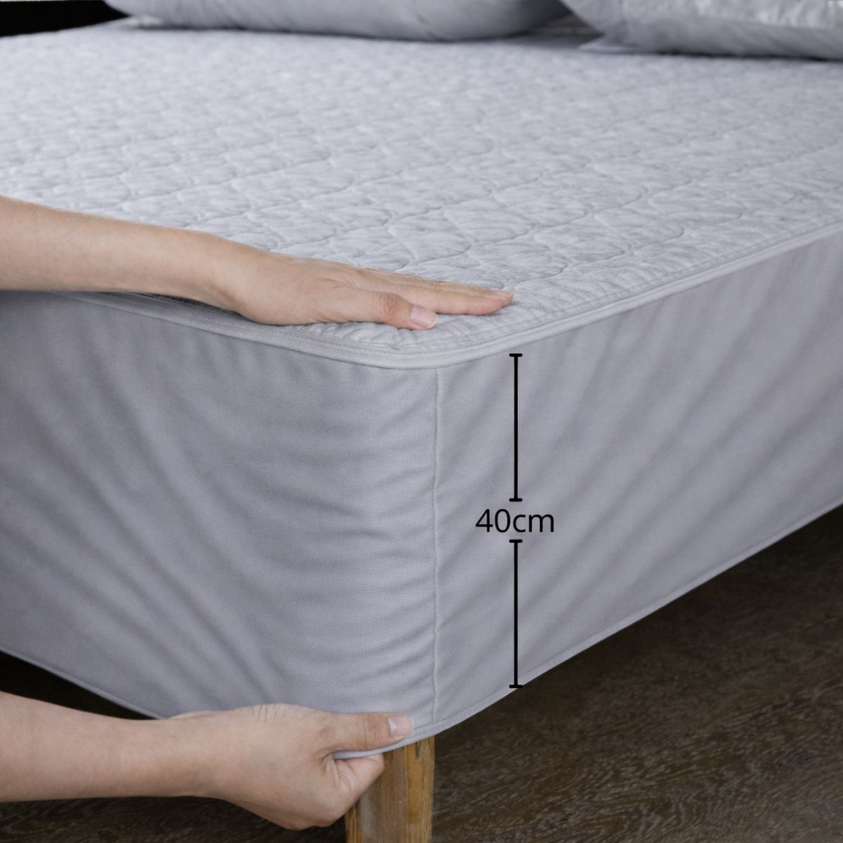 Combo Protector de Colchón y de Almohada Acolchado Gris para Colchón Semidoble 120 X 190 Cm