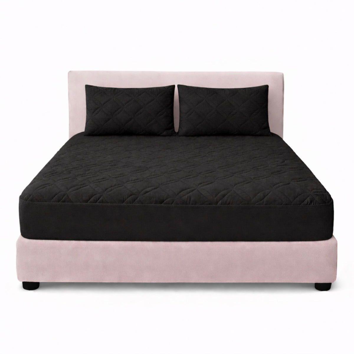 Combo Protector de Colchón y de Almohada Acolchado Negro para Colchón Semidoble 120 X 190 Cm