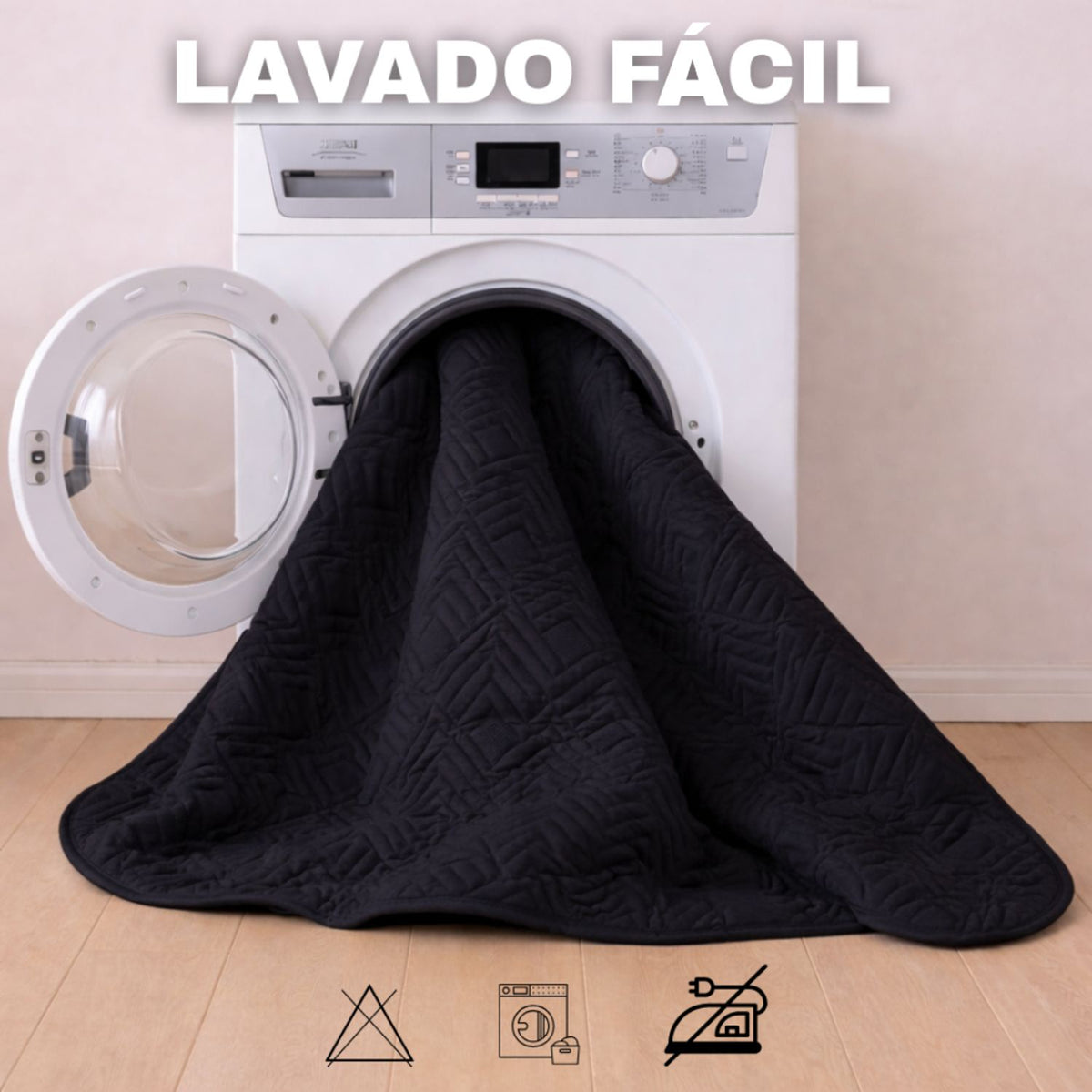 Combo Protector de Colchón y de Almohada Acolchado Negro para Colchón Semidoble 120 X 190 Cm