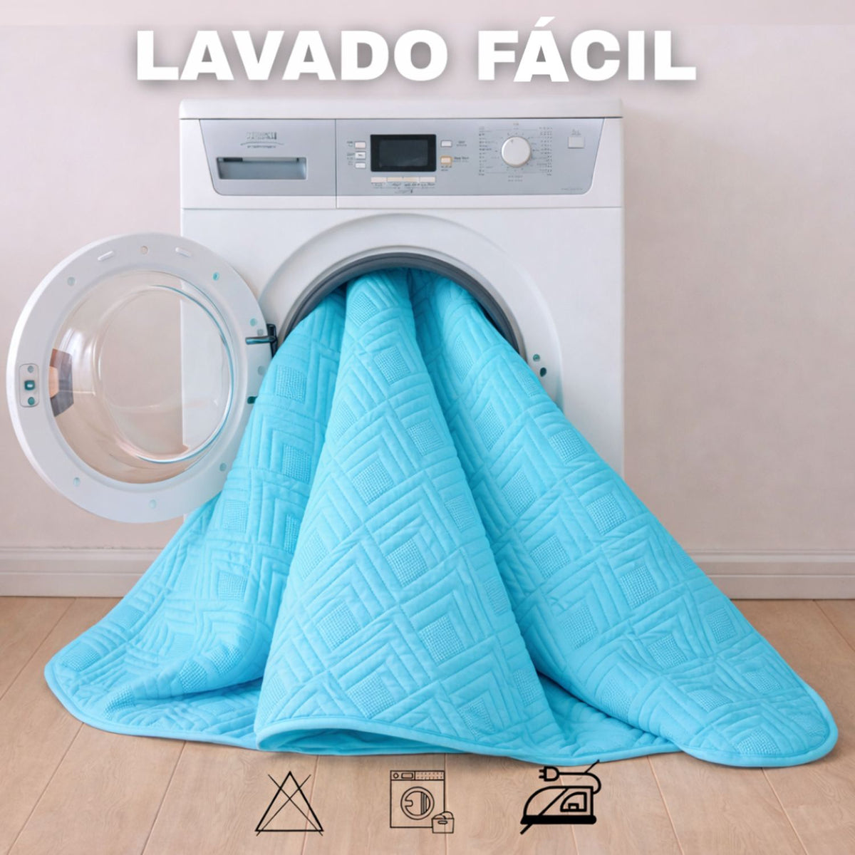 Combo Protector de Colchón y de Almohada Acolchado Turquesa para Colchón Semidoble 120 X 190 Cm