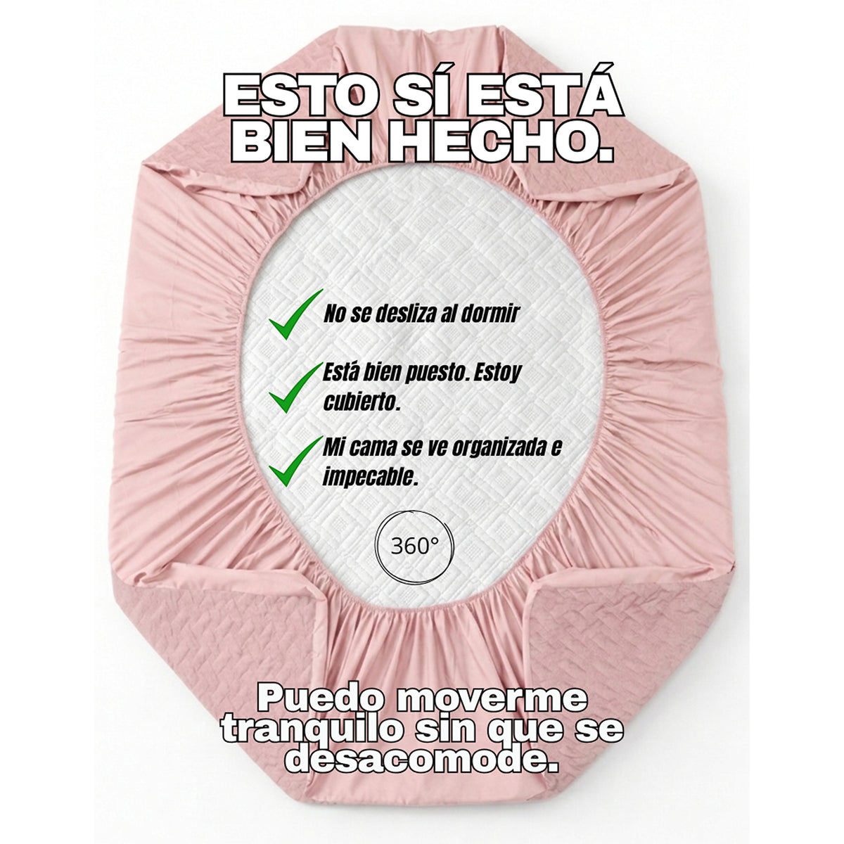 Combo Protector de Colchón y de Almohada Acolchado Rosado para Colchón Doble 140 X 190 Cm