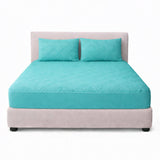 Combo Protector de Colchón y de Almohada Acolchado Turquesa para Colchón Doble 140 X 190 Cm