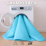 Combo Protector de Colchón y de Almohada Acolchado Turquesa para Colchón Doble 140 X 190 Cm