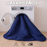 Combo Protector de Colchón y de Almohada Acolchado Azul para Colchón Queen 160 X 190 Cm