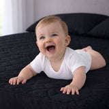 Combo Protector de Colchón y de Almohada Acolchado Negro para Colchón Queen 160 X 190 Cm