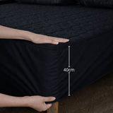 Combo Protector de Colchón y de Almohada Acolchado Negro para Colchón Queen 160 X 190 Cm