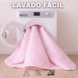 Combo Protector de Colchón y de Almohada Acolchado Rosado para Colchón Queen 160 X 190 Cm