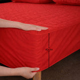 Combo Protector de Colchón y de Almohada Acolchado Rojo para Colchón Queen 160 X 190 Cm