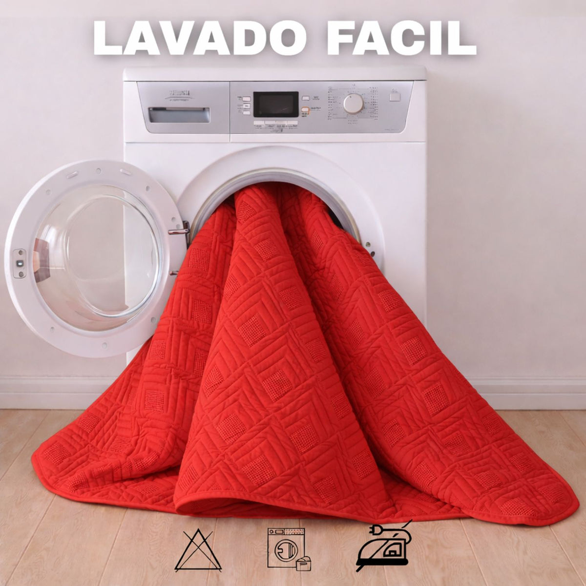 Combo Protector de Colchón y de Almohada Acolchado Rojo para Colchón Queen 160 X 190 Cm