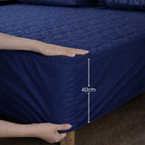 Combo Protector de Colchón y de Almohada Acolchado Azul para Colchón King 200 X 200 Cm