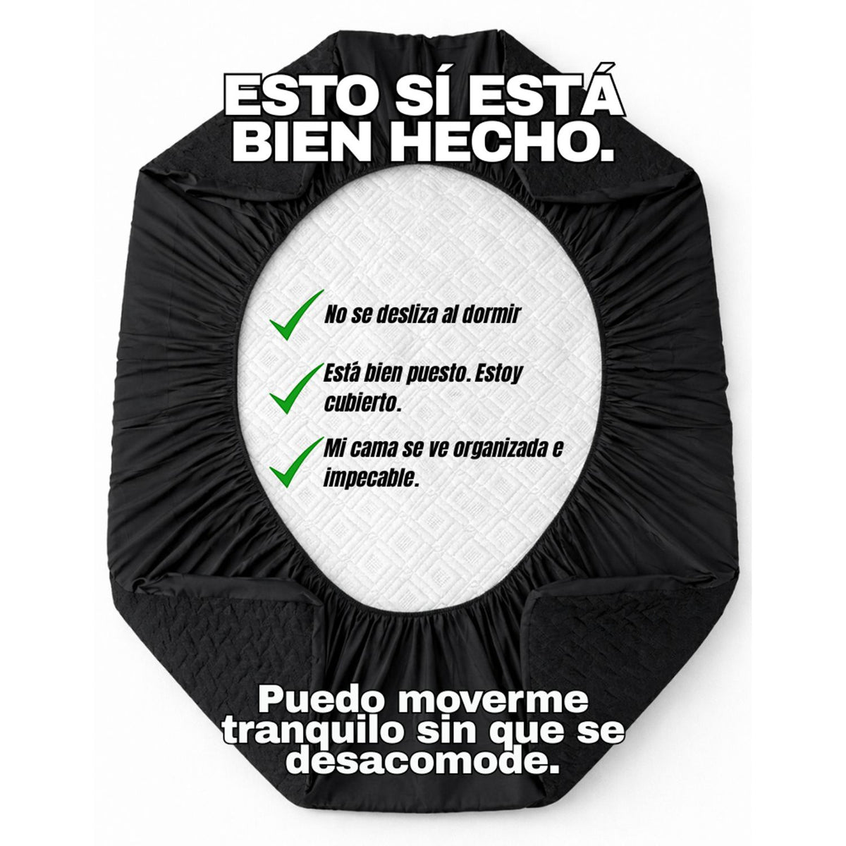 Combo Protector de Colchón y de Almohada Acolchado Negro para Colchón King 200 X 200 Cm