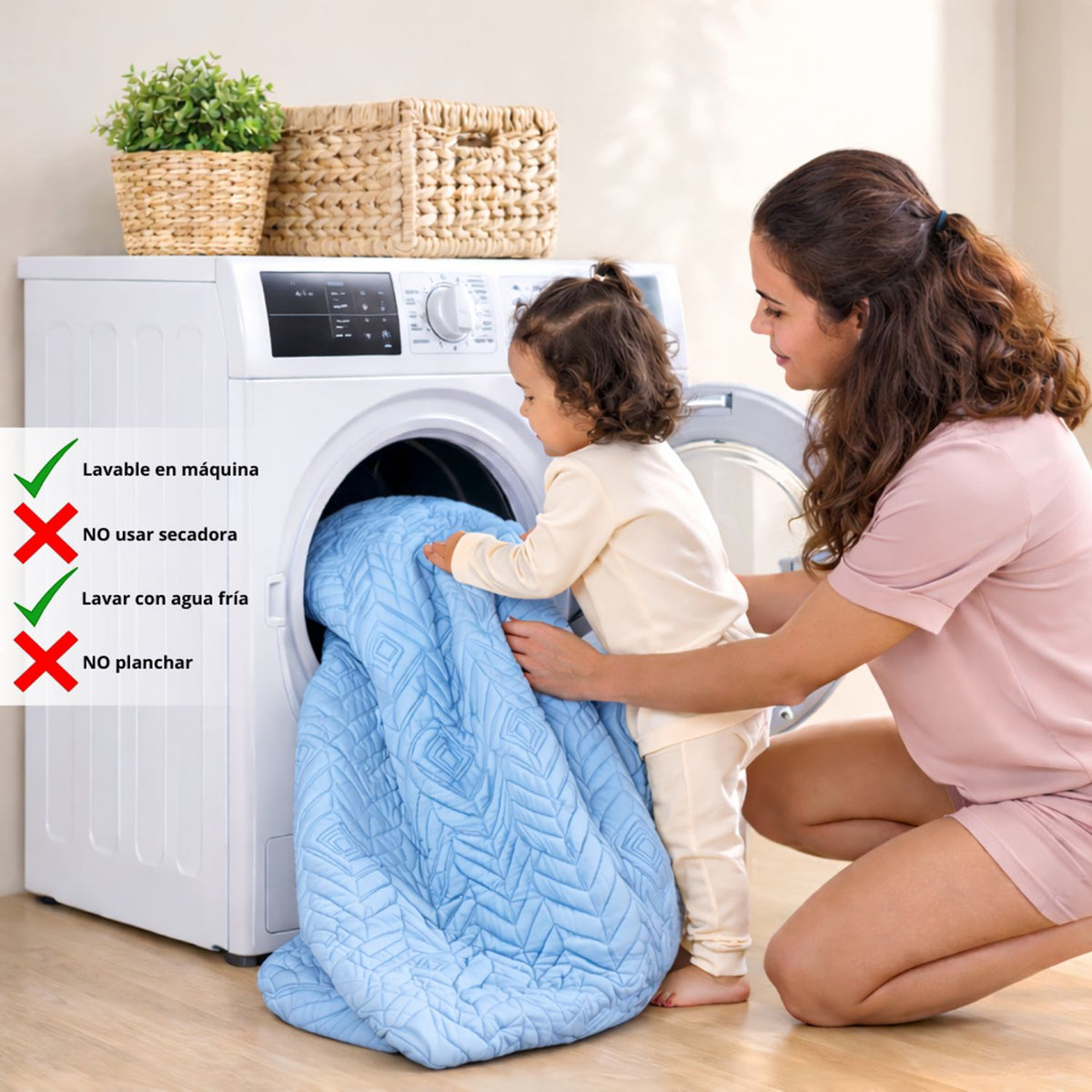 Combo Protector de Colchón y de Almohada Semiantifluido Azul Celeste para Colchón Sencillo 100 X 190 Cm Semi-Antifluido