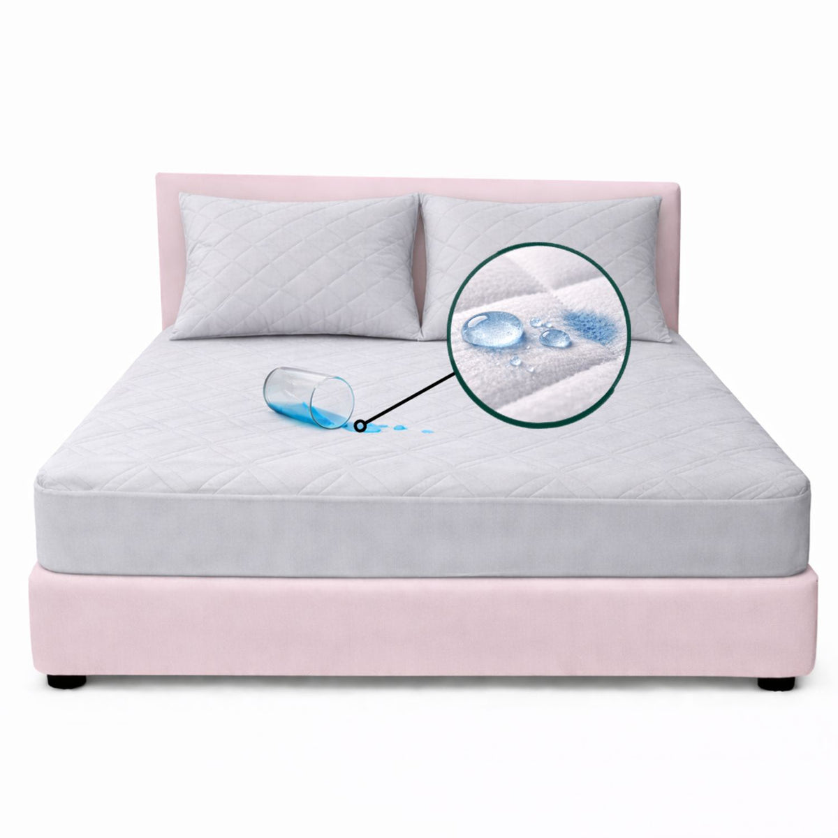 Combo Protector de Colchón y de Almohada Semiantifluido Gris para Colchón Sencillo 100 X 190 Cm Semi-Antifluido