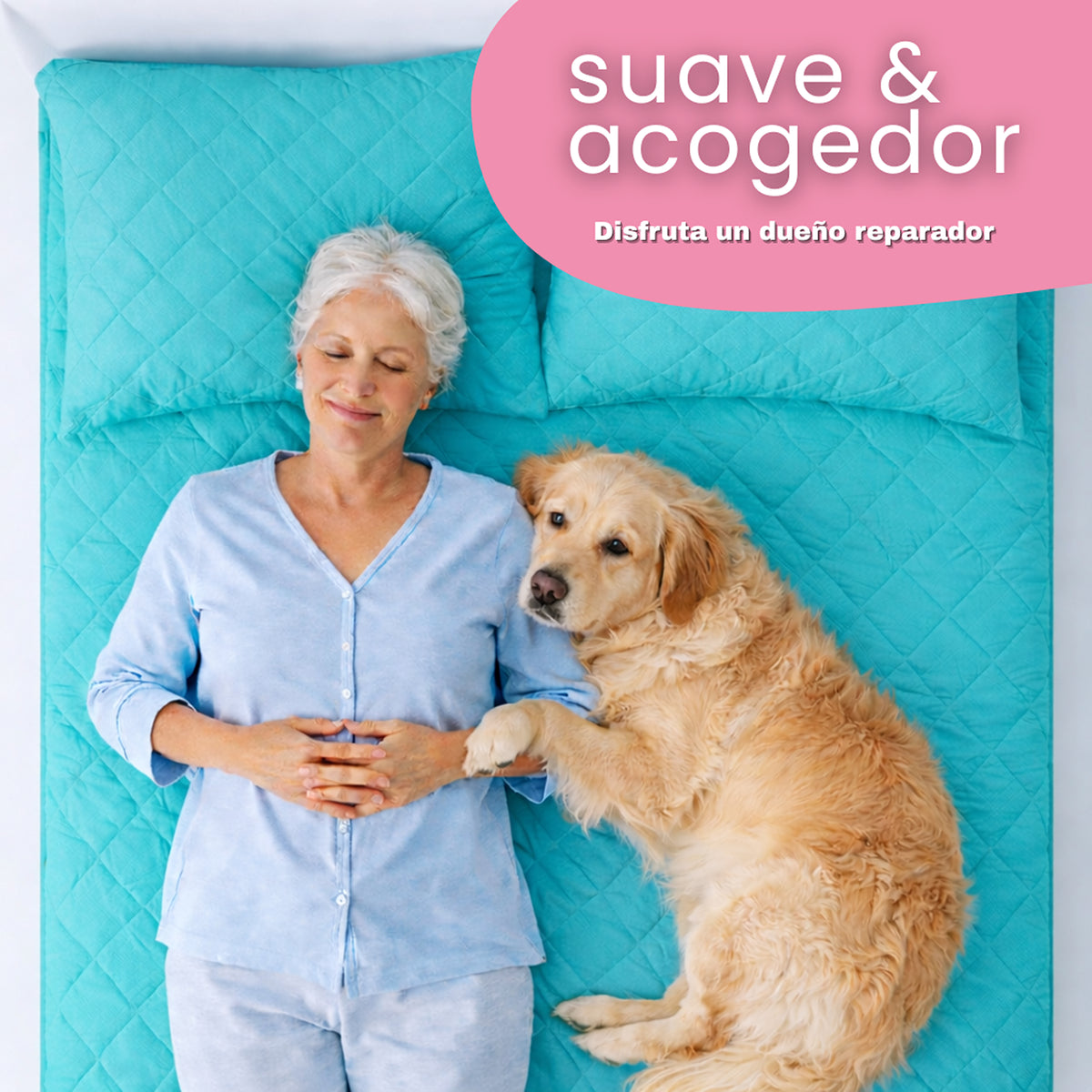Combo Protector de Colchón y de Almohada Semiantifluido Turquesa para Colchón Sencillo 100 X 190 Cm Semi-Antifluido