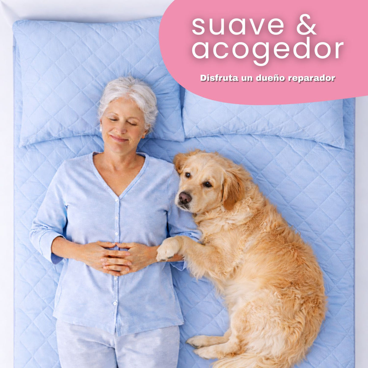 Combo Protector de Colchón y de Almohada Semiantifluido Azul Celeste para Colchón Semidoble 120 X 190 Cm Semi-Antifluido