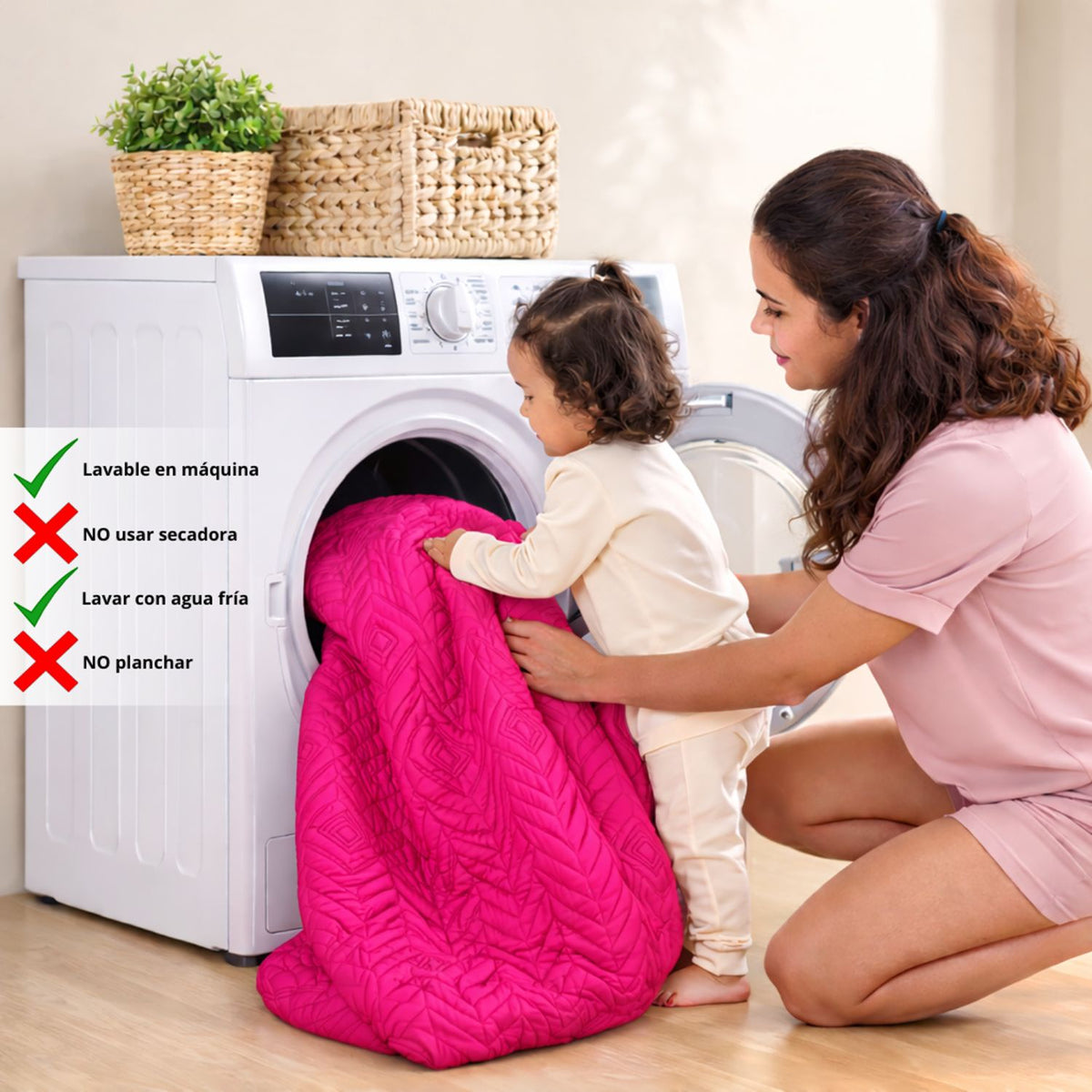 Combo Protector de Colchón y de Almohada Semiantifluido Fucsia para Colchón Semidoble 120 X 190 Cm Semi-Antifluido