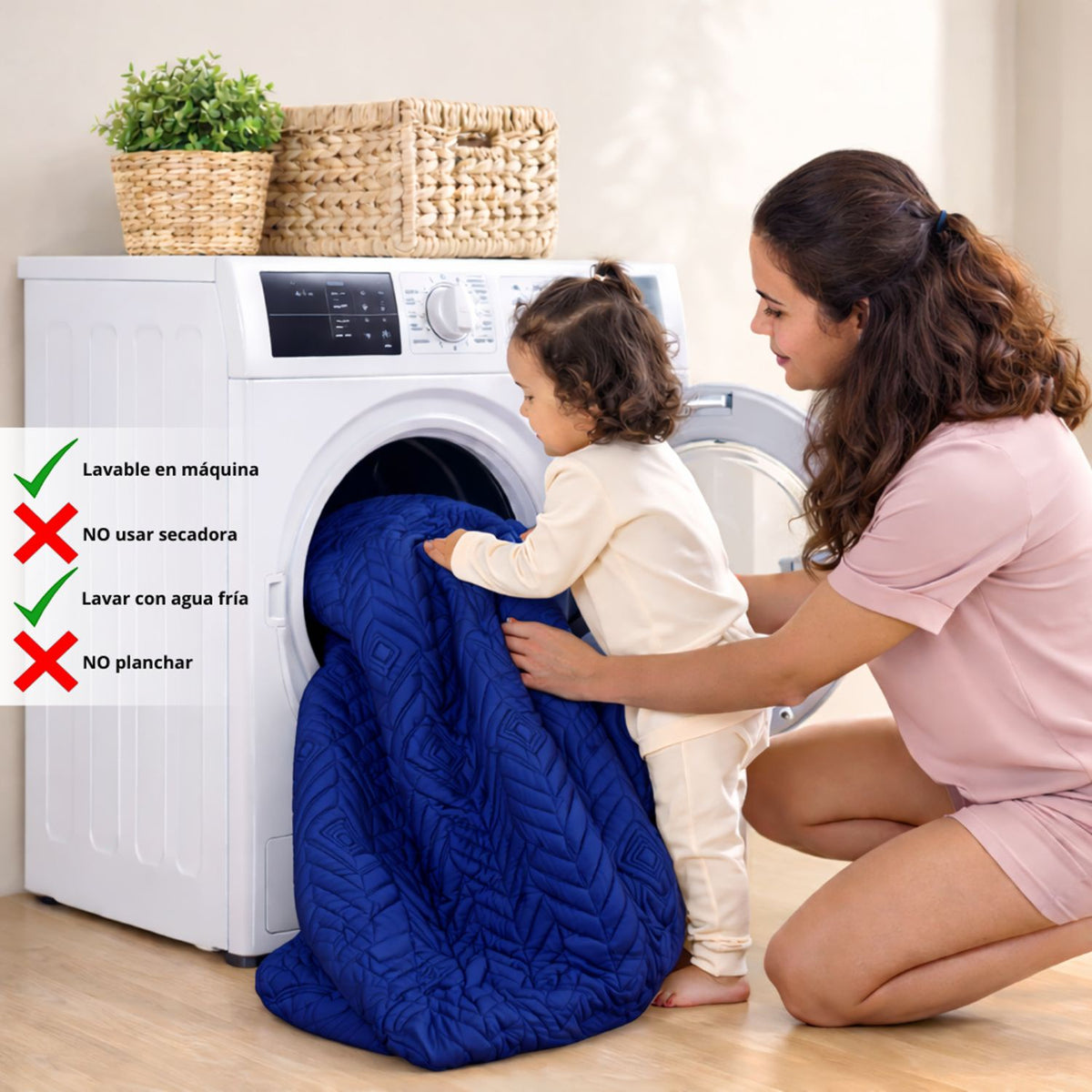 Combo Protector de Colchón y de Almohada Semiantifluido Azul para Colchón Queen 160 X 190 Cm Semi-Antifluido