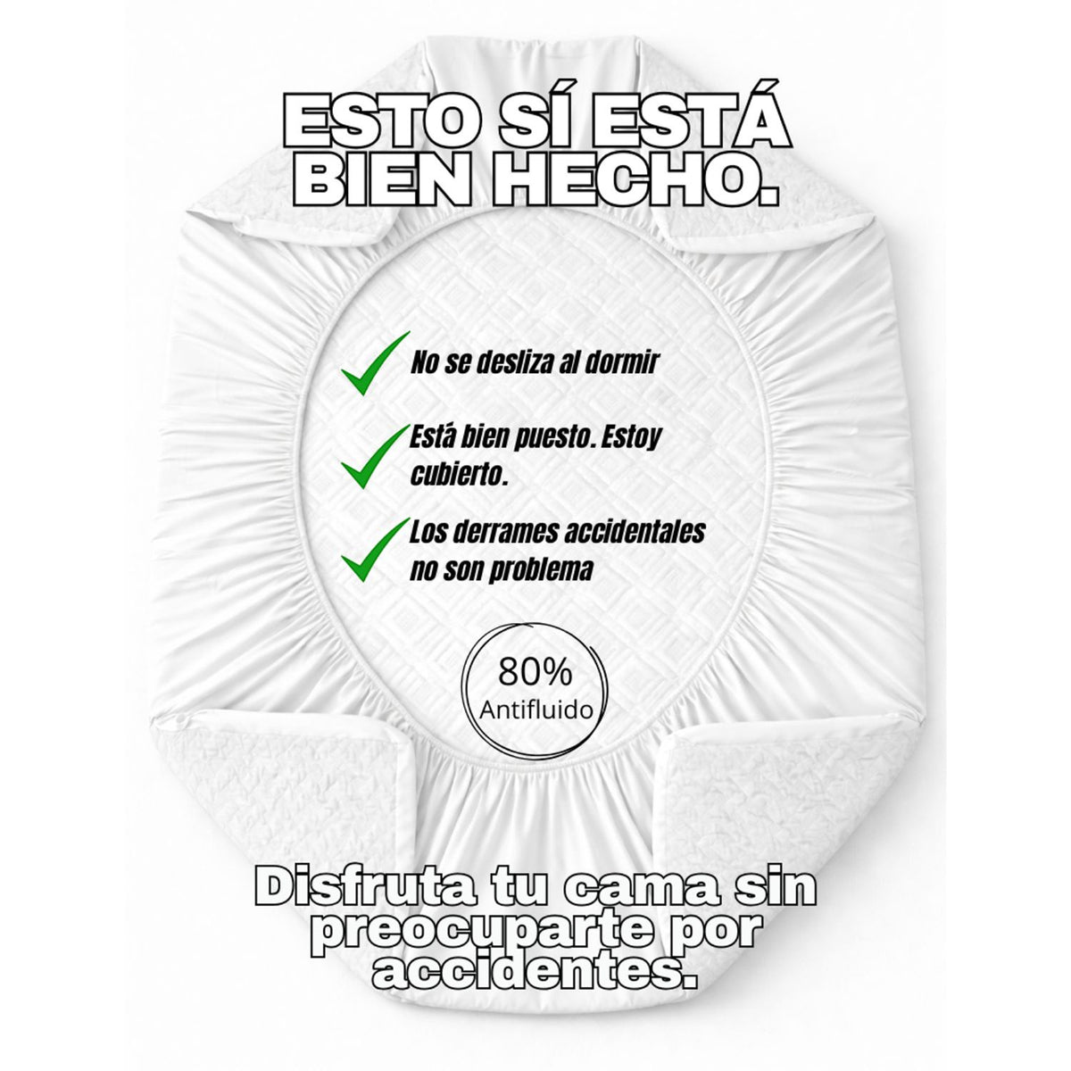 Combo Protector de Colchón y de Almohada Semiantifluido Blanco para Colchón Queen 160 X 190 Cm Semi-Antifluido