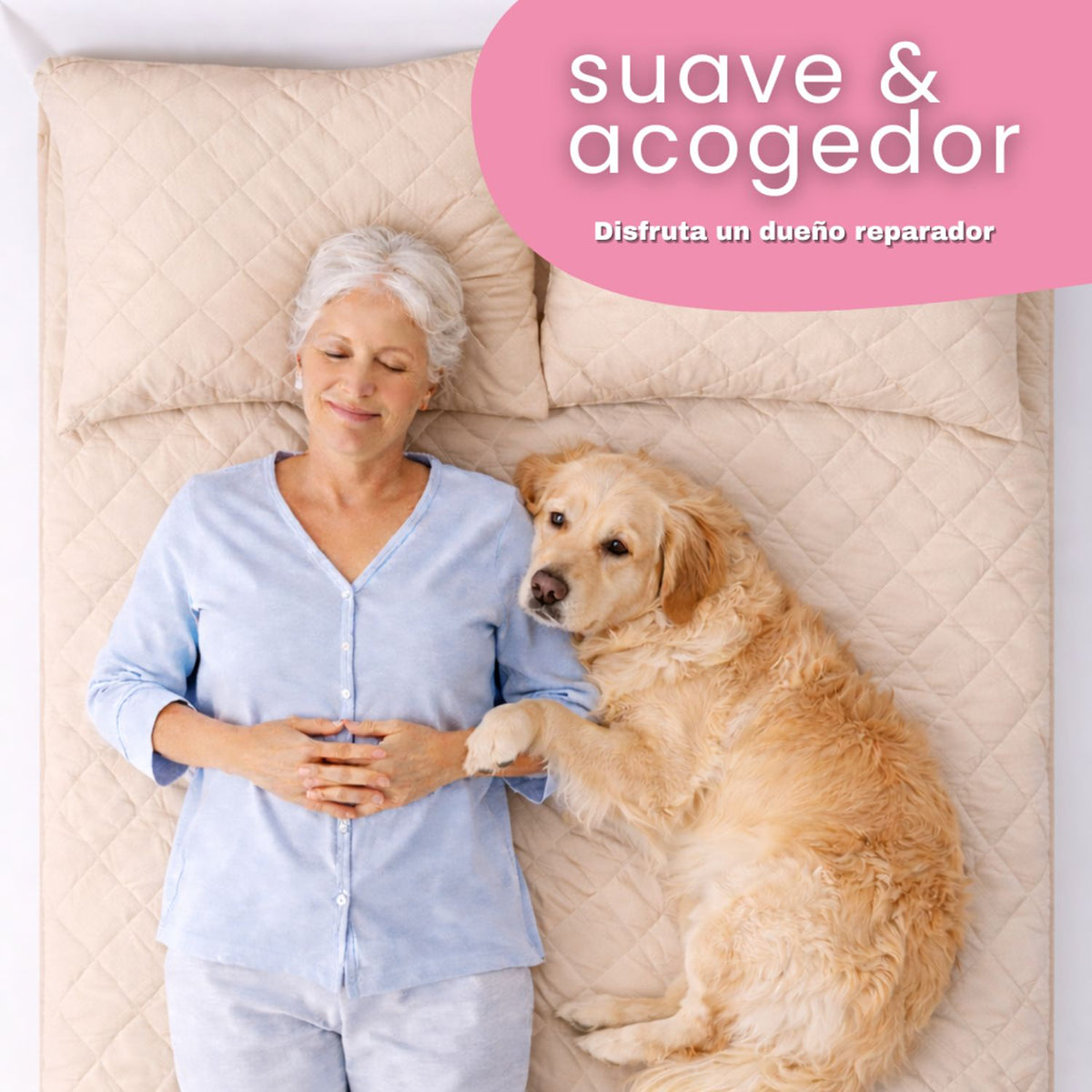 Combo Protector de Colchón y de Almohada Semiantifluido Beige para Colchón Queen 160 X 190 Cm Semi-Antifluido
