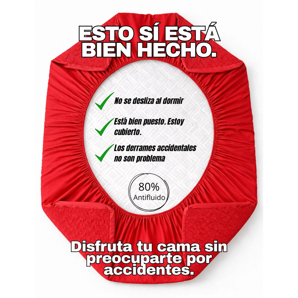 Combo Protector de Colchón y de Almohada Semiantifluido Rojo para Colchón Queen 160 X 190 Cm Semi-Antifluido