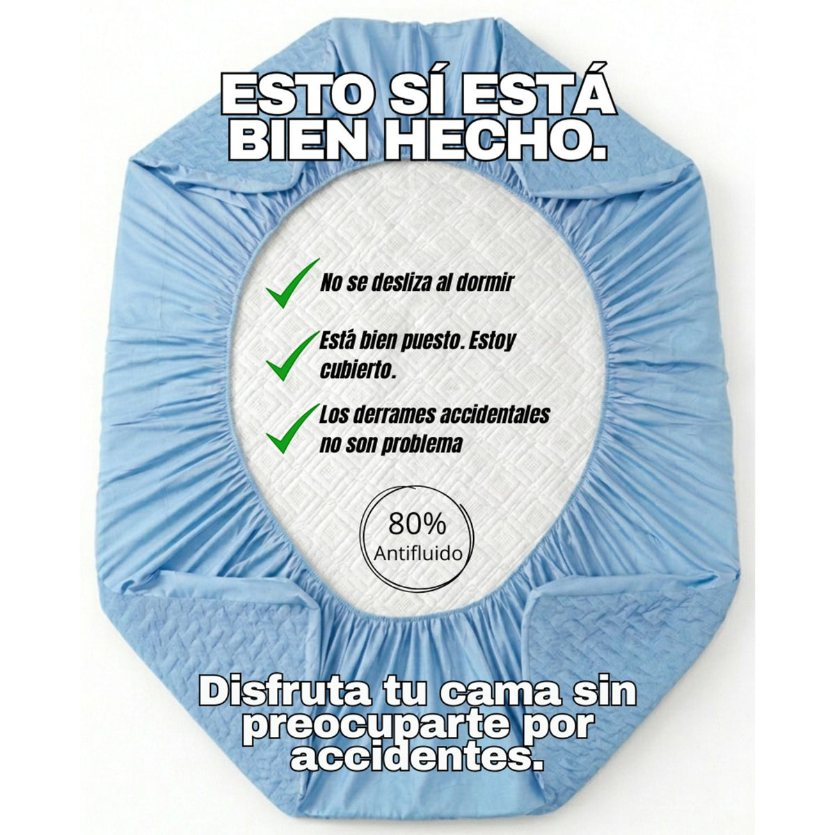 Combo Protector de Colchón y de Almohada Semiantifluido Azul Celeste para Colchón King 200 X 200 Cm Semi-Antifluido