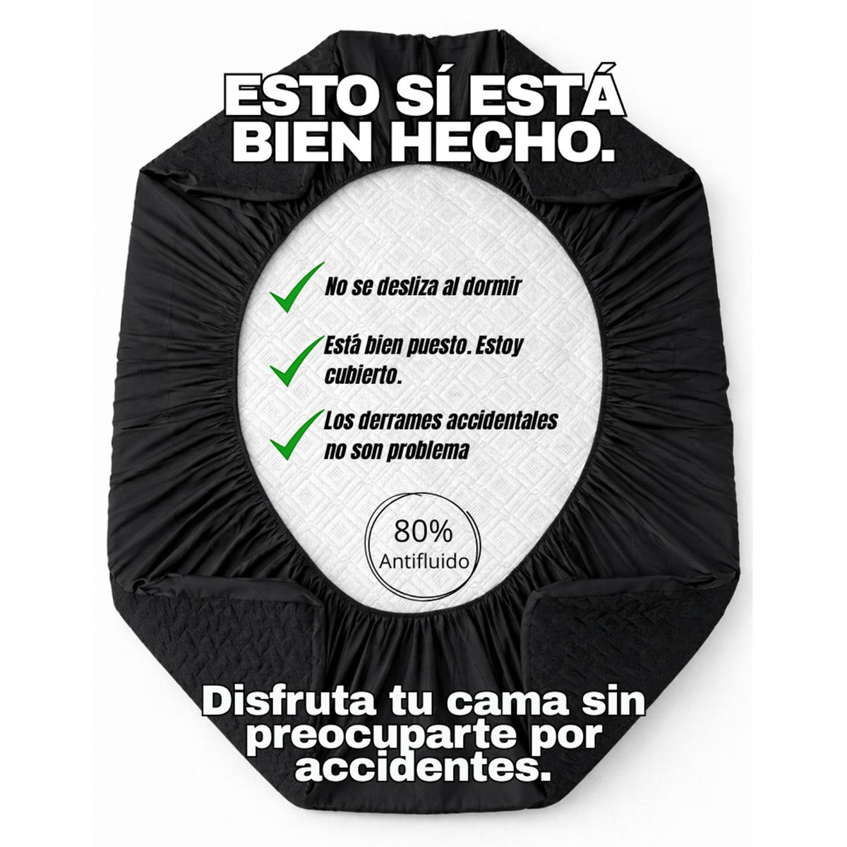 Combo Protector de Colchón y de Almohada Semiantifluido Negro para Colchón King 200 X 200 Cm Semi-Antifluido