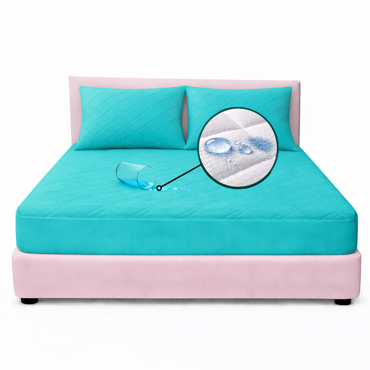 Combo Protector de Colchón y de Almohada Semiantifluido Turquesa para Colchón King 200 X 200 Cm Semi-Antifluido