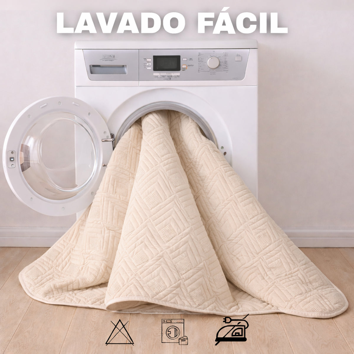 Protector de Colchón Acolchado Beige para Colchón King 200 X 200 Cm