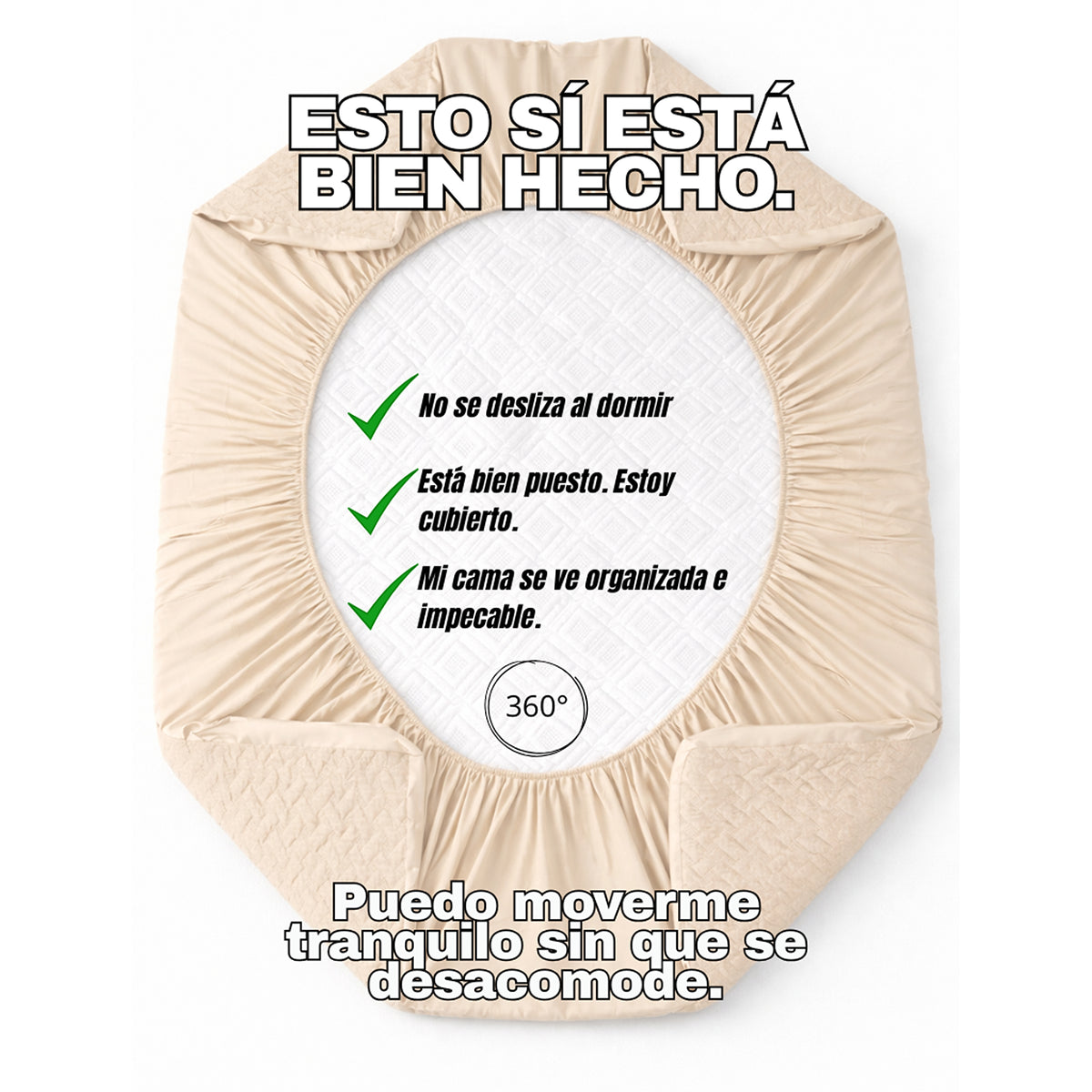Protector de Colchón Acolchado Beige para Colchón King 200 X 200 Cm