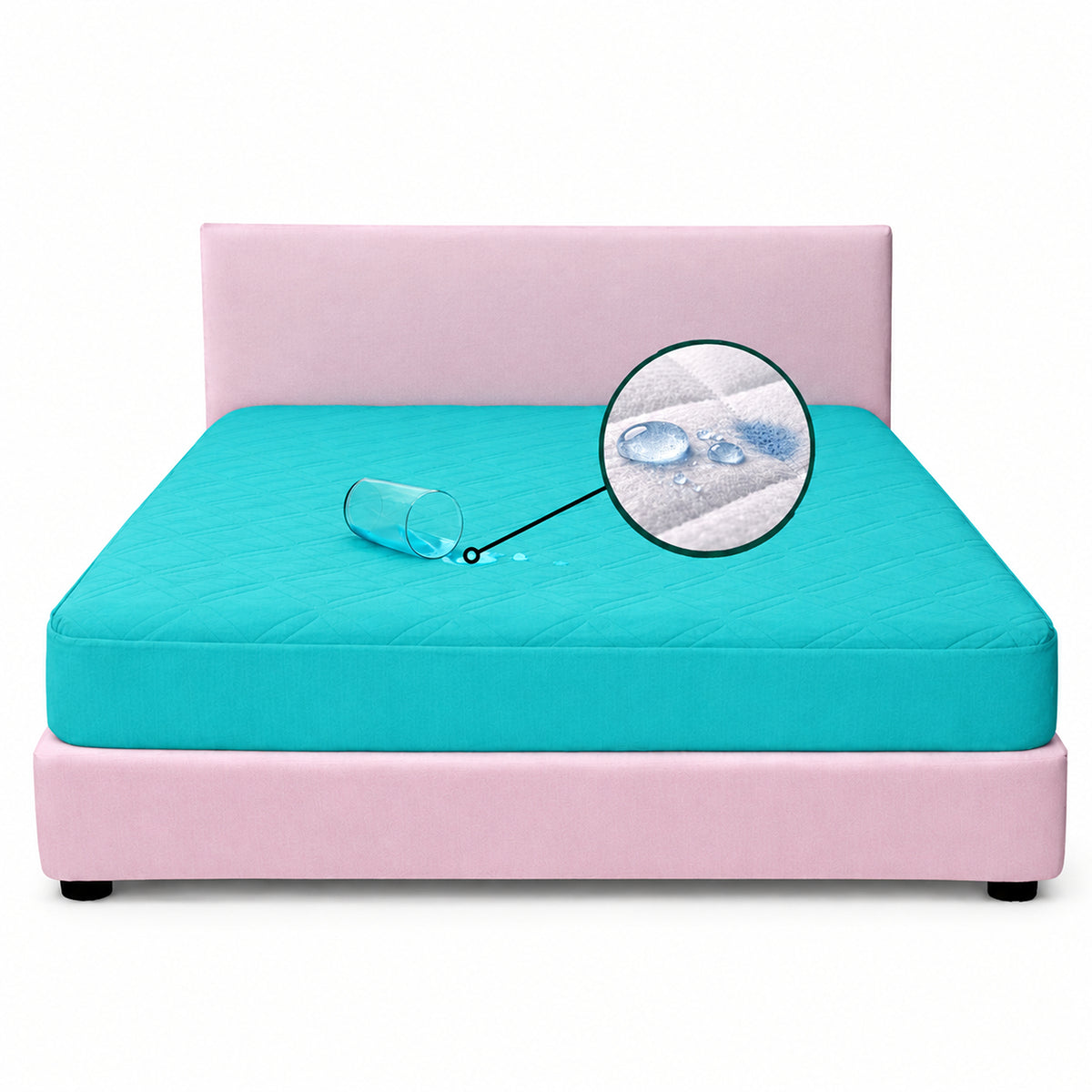 Protector de Colchón Semiantifluido Turquesa para Colchón Sencillo 100 X 190 Cm Semi-Antifluido