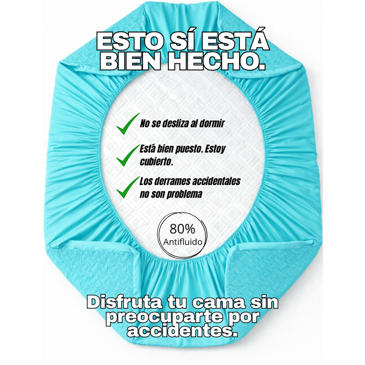 Protector de Colchón Semiantifluido Turquesa para Colchón Semidoble 120 X 190 Cm Semi-Antifluido