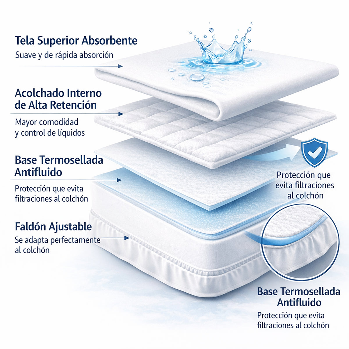 Protector de Colchón Semiantifluido Rosado para Colchón King 200 X 200 Cm Semi-Antifluido