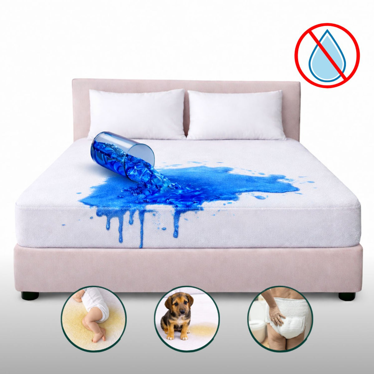 Combo Protector de Colchón y de Almohada Terry Blanco para Colchón Sencillo 100 X 190 Cm Impermeable