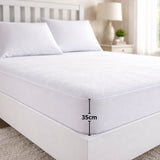 Combo Protector de Colchón y de Almohada Terry Blanco para Colchón Doble 140 X 190 Cm Impermeable