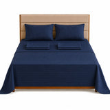 Combo Protector de Colchón y Juego de Sábanas Azul para Colchón Sencillo 100 X 190 Cm