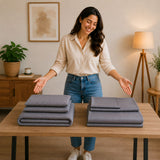 Combo Protector de Colchón y Juego de Sábanas Gris para Colchón Sencillo 100 X 190 Cm