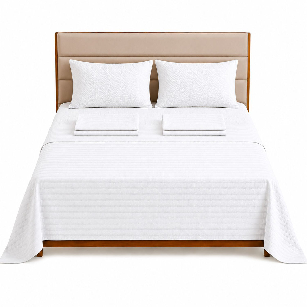 Combo Protector de Colchón y Juego de Sábanas Blanco para Colchón Semidoble 120 X 190 Cm